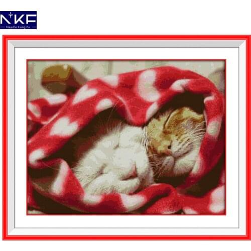 NKF Lovely Cats Cross Stitch Set Handmade Craft Needlework Cross-Stitch Embroidery Kit Cross Stitch for Home Decor
