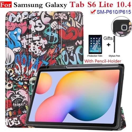 New Lightweight Slim Case for Samsung Galaxy Tab S6 Lite 10.4'' SM-P610 SM-P615 P610 with Pen Holder Tablet Shell with Soft Film