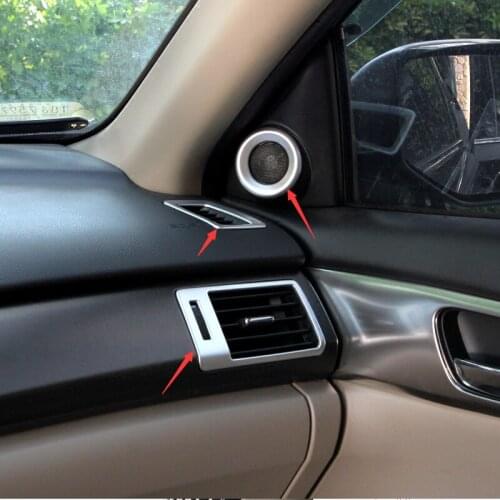 Stainless steel air outlet trim, front horn bright ring, interior decoration sticker, car styling For Honda Accord 2013-2017