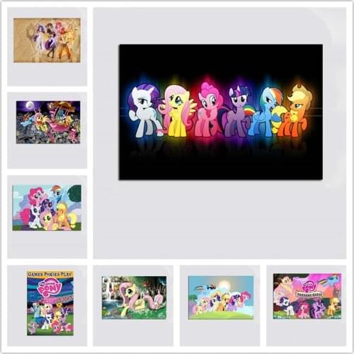 Japanese anime My Little Pony Rainbow Horse Posters and Prints Print Canvas Wall Art Childrens Room Decoration Birthday Gift