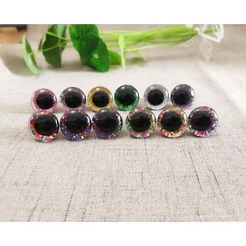 MASCKASZEM -104PCS-16mm&20mm&25mm clear trapezoid plastic safety toy eyes+colorful glitter Nonwovens+washer--13colors option-HS