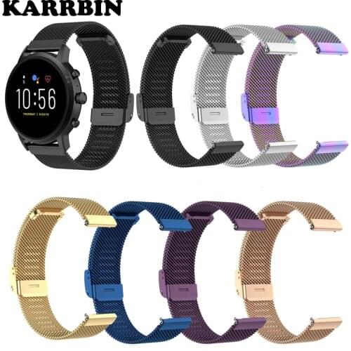 KARRBIN Stainless Steel Watchband for Fossil Hybrid Smartwatch HR Quick Release Band for Gen 5 Carlyle Stainless Steel Strap