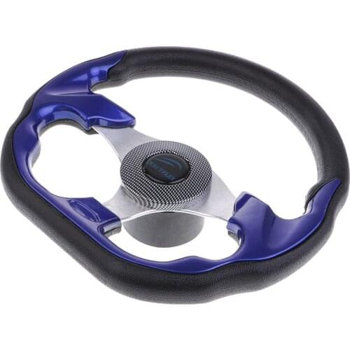 320mm Battle Style Steering Wheel Blue W/ 3/4" Tapered Key Adapter 3 Spoke