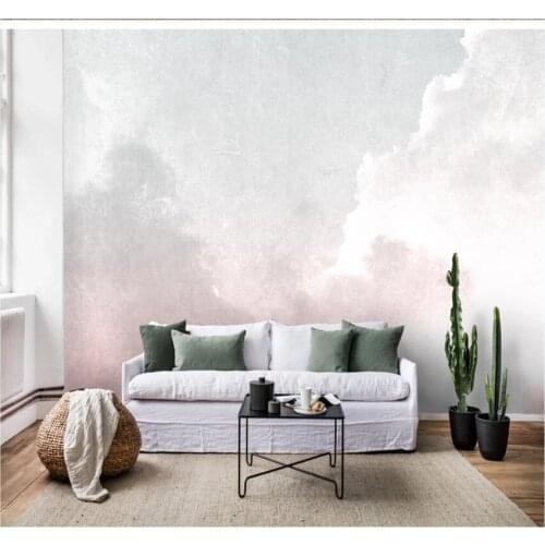 XUESU Modern minimalist hand-painted color white cloud Nordic mural TV background wall custom wallpaper fashion wall covering
