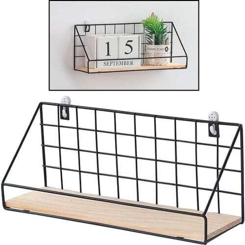 Modern Floating Wall Retro Industrial Style Metal Shelf Rack Large Black