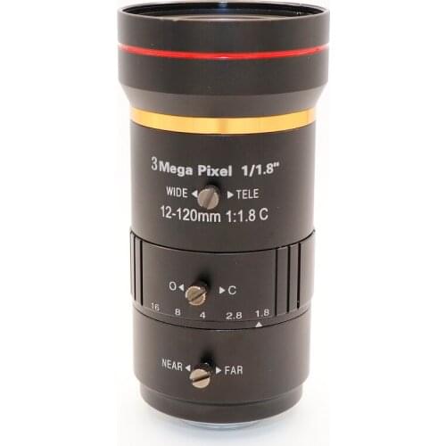 Machine vision telephoto 12-120mm industrial lens 1/1.8 inch HD FA zoom low distortion C-port CCTV lens