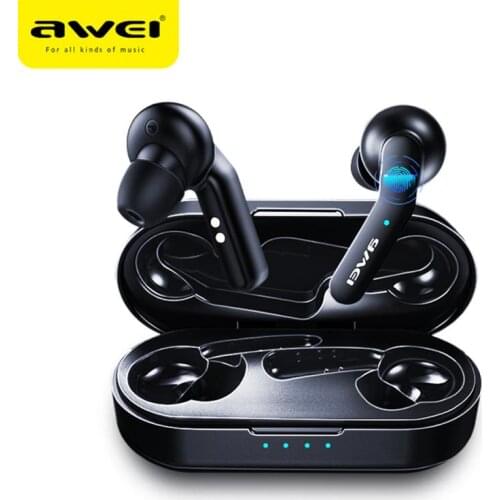 AWEI T10C TWS True Wireless Bluetooth V5.0 Earphones Tap Control Headset Handsfree Call Earbud HiFi Stereo Sound Bass Headphone