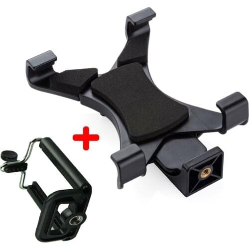 2-in-1 Universal Tablet Pad Tripod Mount Adapter + Cell Phone Mount Adapter Holder Clamp