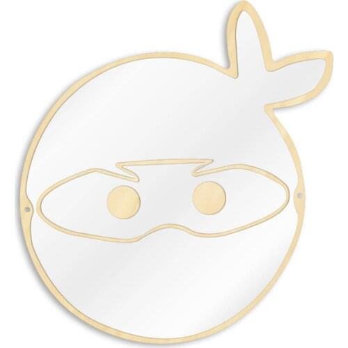 Japanese Ninja Shaped Acrylic Wall Mirror With Wooden Back Comic Anime Fans Gift Nursery Kids Room Cartoon Show Decor Art Mural