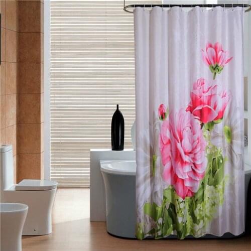 Polyester Thickened Peony 3D Printing Shower Curtain Bathroom Bath Curtains Easy Clean Shower Curtain Water Proof 1.8*1.8m