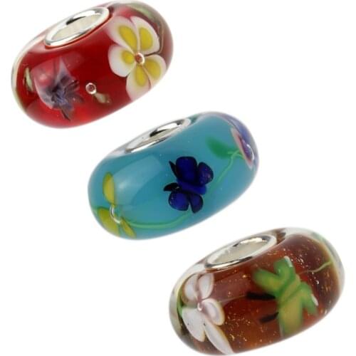 Emith Fla 100% 925 Sterling Silver Large Hole Butterfly Flower Charm Bead Fit European Bracelet Bangle Jewelry DIY Accessories