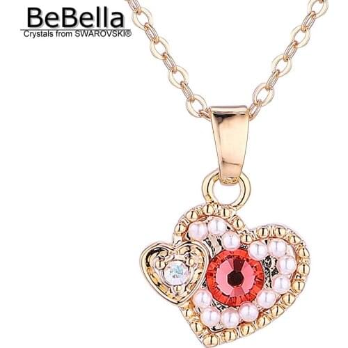 BeBella cute heart necklace with Crystals from Swarovski Genuine fashion jewelry for women girl Christmas gift