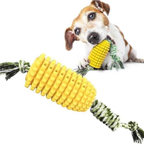 Dog Chew Toy Durable Dog Corn Toy for Dogs Indestructible Tough Rubber Pet Puppy Toy Training Cleaning Teeth with Bite Rope