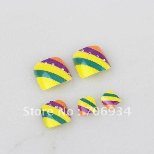 12sets/lot 3D Toe Nails Tips With Nail Glue Acrylic Nail Art False Tip JQ