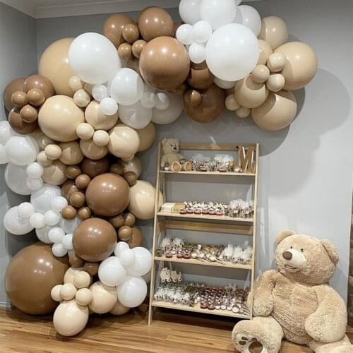 124pcs/set Macaron Coffee Balloon Garland Arch Kit Beige Latex Balloons for Baby Shower Birthday Valentines Day Wedding Decor