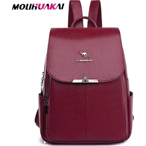 2020 Soft Leather Designer Backpacks Female Casual School Bags for Teenage Girls Ladies Travel Bagpack High Quality Back Pack