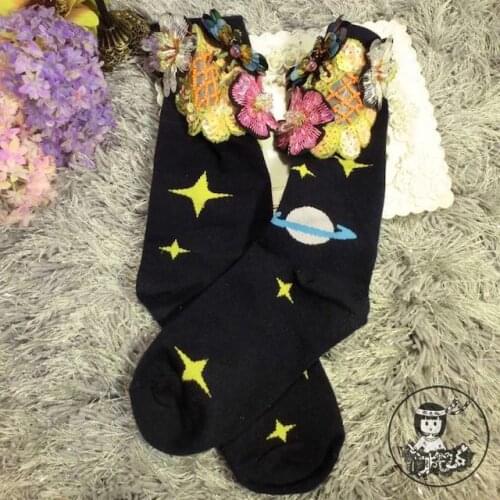 2020 Sale Christmas Socks Girls Handmade Custom Stereo Sequins Beaded Flower Bee Brand Diamond Cotton Short Tube Pile of Woman