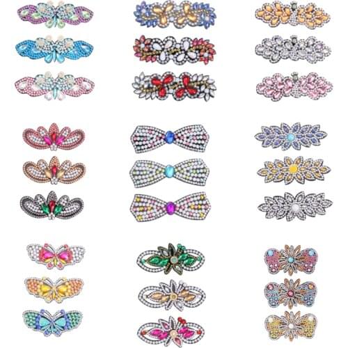 3Pcs DIY Full Drill Diamond Painting Hair Clip Flowers Leaf Barrette Diamond Mosaic Hair Clip Bobby Pin Hair Styling Decor Gift