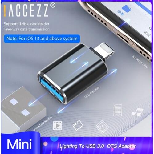 !ACCEZZ Aluminum Alloy Lighting Male to USB3.0 OTG Adapter For iPhone 11 Pro Max 6 7 8 Plus Mobile Phone Accessories Converter
