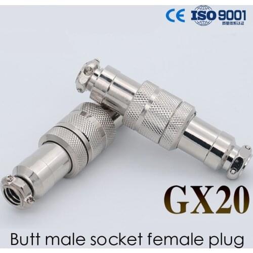 Butting Aviation Plug GX20 Docking Connector 2 3 4 5 6 7 8 9 10 12 Pins Butt Male Socket Female Plugs