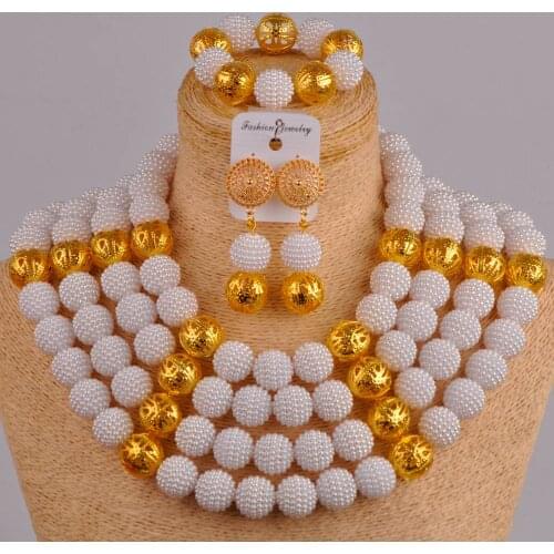 Big bridal jewelry set white necklace african set simulated pearl nigerian traditional wedding african jewelry set FZZ64