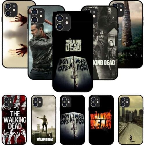 For iPhone 11 12 8 Plus Mini Pro X XR XS Max 4 5 7 6 6S 8 SE Phone Case Black Cover Funda 3D Bumper the walking dead TV