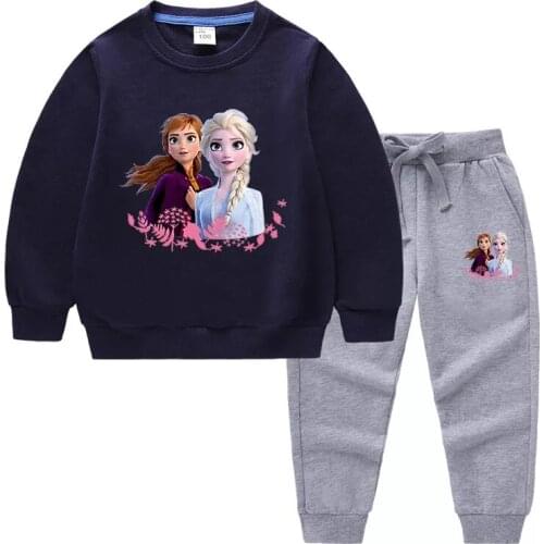 Disney Frozen Princess Elsa Anna Girls Clothes Sets Kids Hoodies Sweatshirts Pants 2Pcs Children Sports Outfits For 1-10 Years
