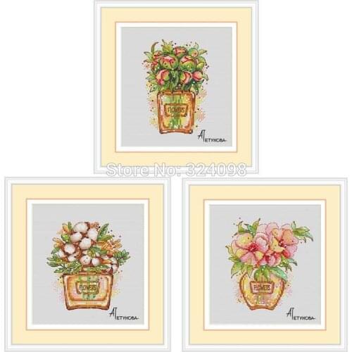 Perfume bottle flower patterns Counted Cross Stitch 11CT 14CT DIY wholesale Chinese Cross Stitch Kit Embroidery Needlework Sets