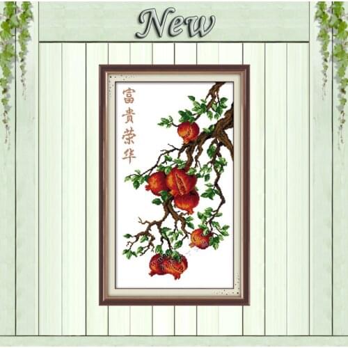 Riches and glory pomegranate painting counted print on canvas DMC 11CT 14CT Chinese Cross Stitch kits embroidery needlework Sets