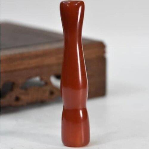 China Handmade Sculpture White agate Red agate Cigarette holder