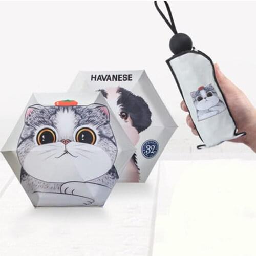 Mini Umbrella Rain Women Cats Pocket Clear Umbrella Small Capsule Anime Cute Folding Parasol UV Gift Ideas Sun One Skylanders 53