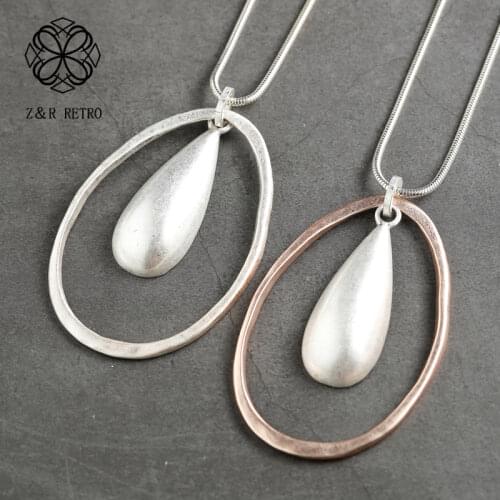 Trendy Jewelry for Women Long Necklace Water Drop Pendant necklaces & pendants Jewellery Suspension Long Chain Alloy collar 2021