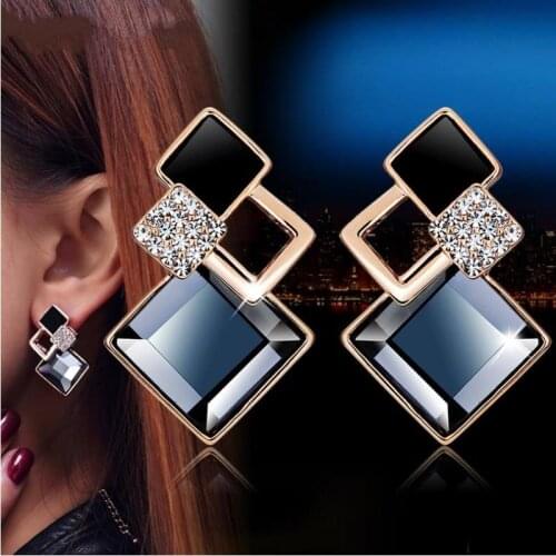 Everoyal Trendy Silver 925 Girl Stud Earrings For Women Jewelry Charm Crystal Gold Square Earrings Female Party Accessories Lady