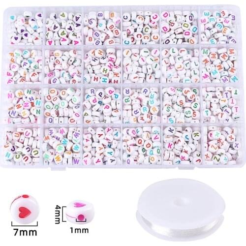 1200Pcs Acrylic Round Letter Beads Set For DIY Beading Material Kids Early Education Bracelet Necklace Jewelry Costume Making