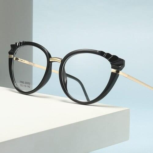 Anti-Blue Glasses Women Cat Eye Protection Eye Frame Tide Flat Mirror Optical Factory Direct Supply 20202