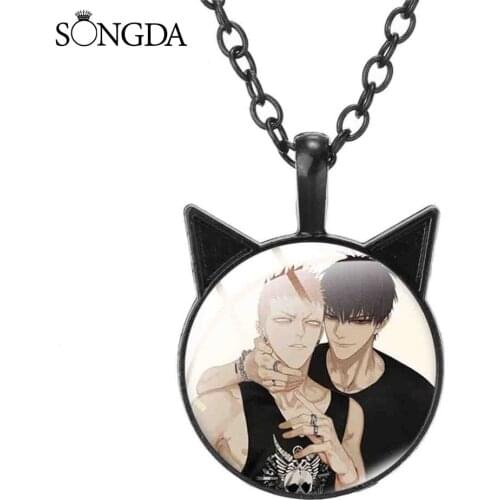 Japan Anime 19 Days Cosplay Cat Ear Neckalce Old Xian Hetian Jian Yi Art Photo Glass Dome Pendant Choker For Fans Jewelry Gifts