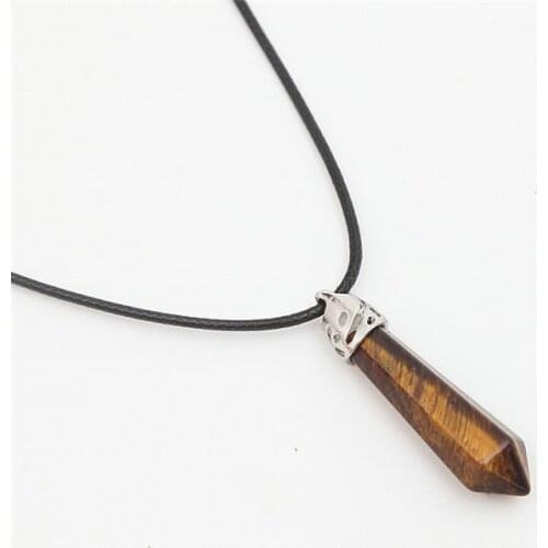 2018 Natural Quartz Pendant Stone Hexagonal Pillar Pendants Necklace Crystal Point Gem Necklaces For Women Fashion Jewelry