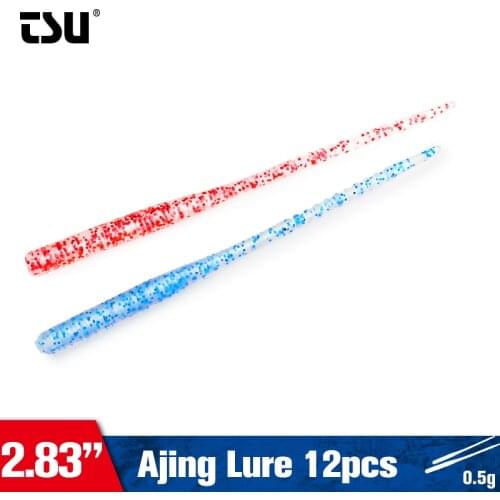 TSURINOYA Fishing Lure Ajing 12pcs/set 72mm 0.5g Soft LURKER Rockfish Luminous Swimbaits Jig Lure Wobber Worm Bait