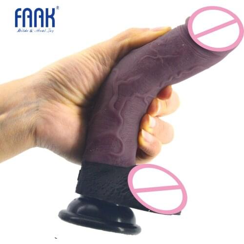 FAAK silicone realistic dildo 2018 new stitching color penis suction cup black purple sex toys for women masturbator sex shop