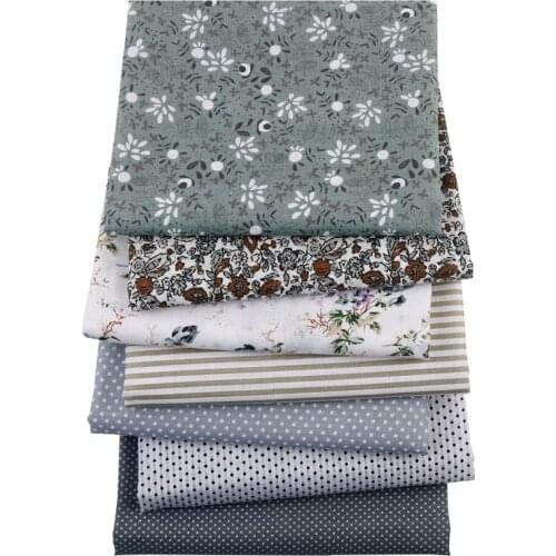 Gray Floral Series,Cotton Plain Thin Fabric Patchwork Tissue Cloth For DIY Quilting&Sewing Fat Quarters Material7pcs/Lot 50x50cm