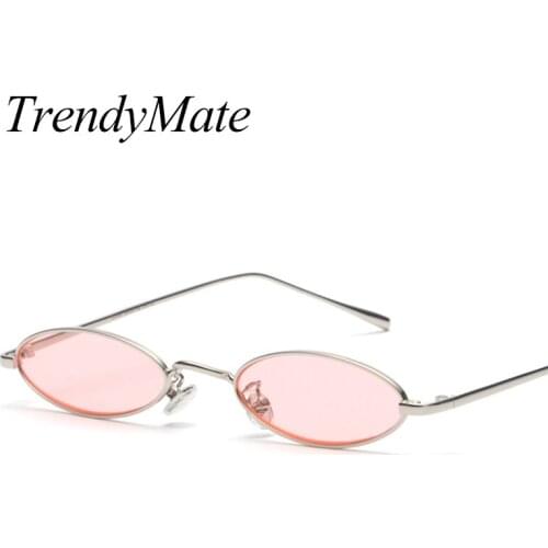 2018 Vintage Retro Small Oval Sunglasses For Men Women Gold Metal Frame Pink Clear Lens Round Eyeglasses 90s Sunglasses 1282T