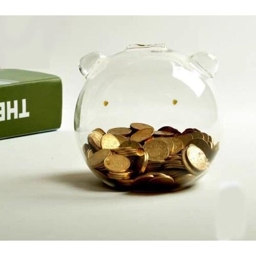 Glass Wedding Money Box Coin Kids Toy Cute Ornament Cartoon Pig Piggy Bank Transparent Living Room Tirelire Home Decoration 60