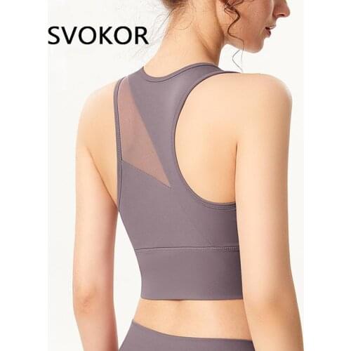SVOKOR Mesh Bra Women Sport Gym Bras Sexy Wireless Fitness Running Crop Tops Padded Active Shockproof Athletic Vest