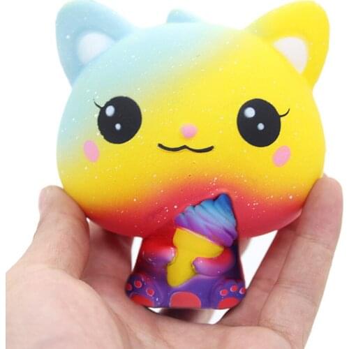 Squishy Stress Anti-Stress Toys Cartoon Ice-Cream Cat Hand Squeeze Toys Slow Rebound Stress Reliever for Adult Children
