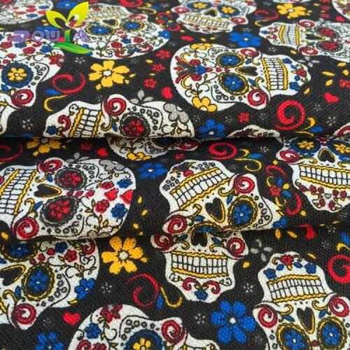 1 yards / diamond skull printed canvas DIY handmade fabric cloth curtain sofa table cloth cushion pillow bag