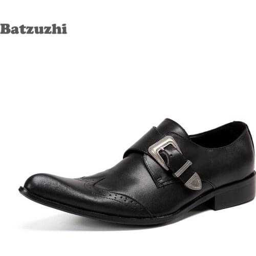 Batzuzhi Pointed Toe Black/Brown Leather Dress Shoes Men New Fashion Mens Leather Shoes Business Zapatos Hombre, Sizes US6-US12