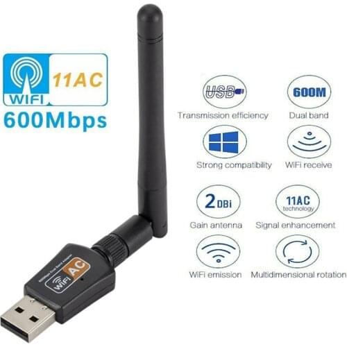 USB Wifi Adapter 600Mbps Antena Wi-Fi USB Adapter Wi-fi Receiver 2.4G+5G Network Card Wai File Receiver Wi Fi Lan Ethernet