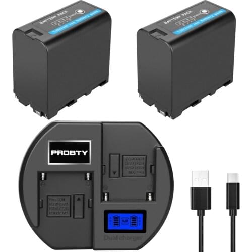 High quality 2Pcs NP F960 F970 camera lithium-ion battery ,with LCD power indicator + fast dual channel charger for Sony NP-F550