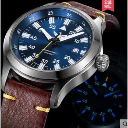 Yelang Men Quartz Watch Tritium T100 Lithium battery pilot watch WR100M Sapphire Leather Military Watch
