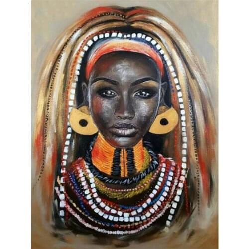 Yujohom African Diamond Embroidery 5D Diamond Painting by Number Black Woman Diamond Painting Cross Stitch Rhinestone Decoration